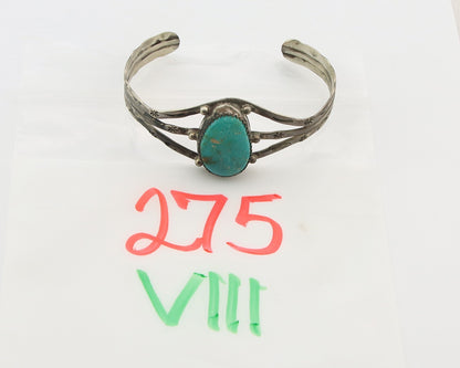 Navajo Bracelet Sterling Silver Turquoise Hand Stamped Native American Artist