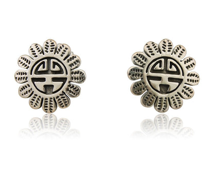Navajo Tiwa Sun Earrings 925 Silver Native American Artist C.80's