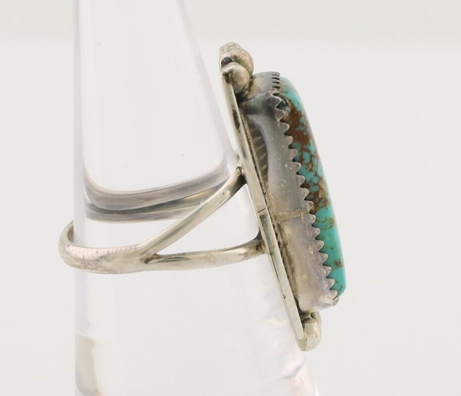 Navajo Ring .925 Silver Natural Blue Turquoise Artist Signed Doug Zachary C.80's