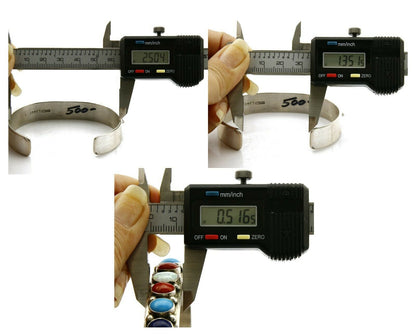 Navajo Gemstone Bracelet .925 Silver Handmade Signed L James C.80's