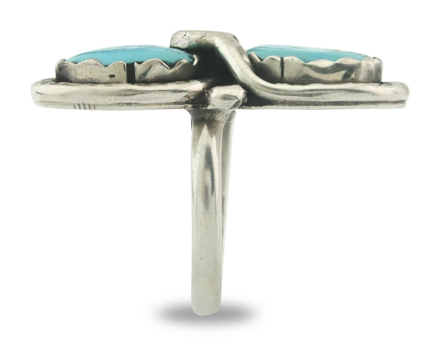 Vintage Zuni Ring 925 Sterling Silver Turquoise Signed Effie Calavasa Size 6.0