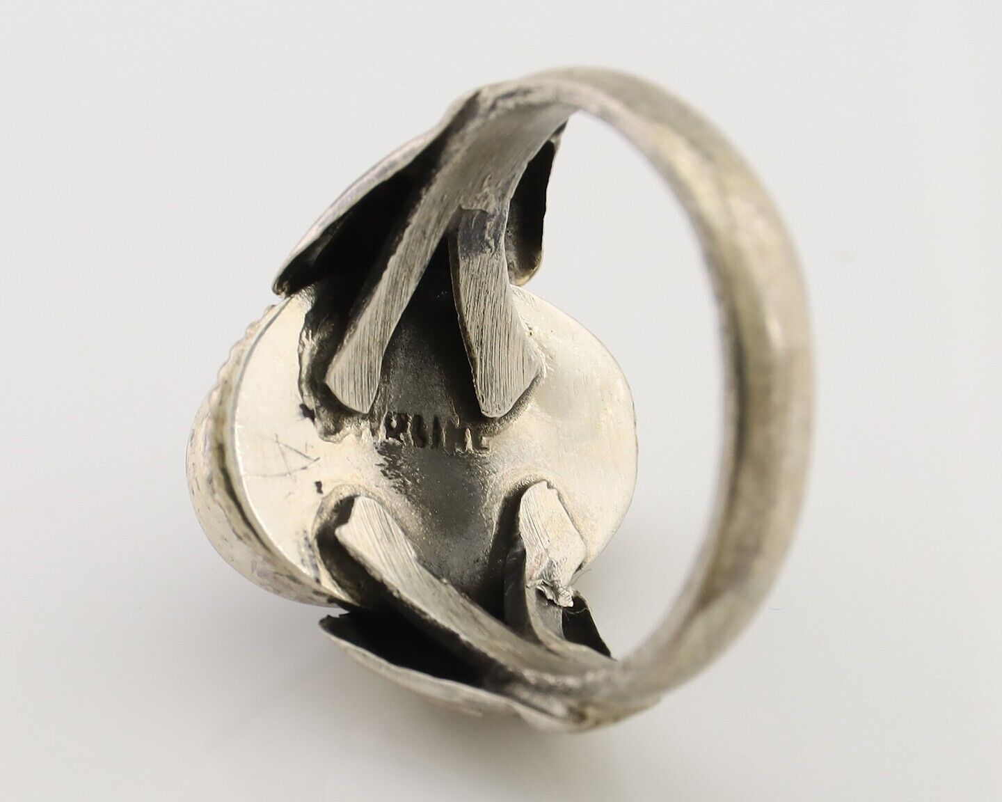 Navajo Handmade Ring 925 Silver Natural Fire Opal Native Artist Size 6.5 C.80's