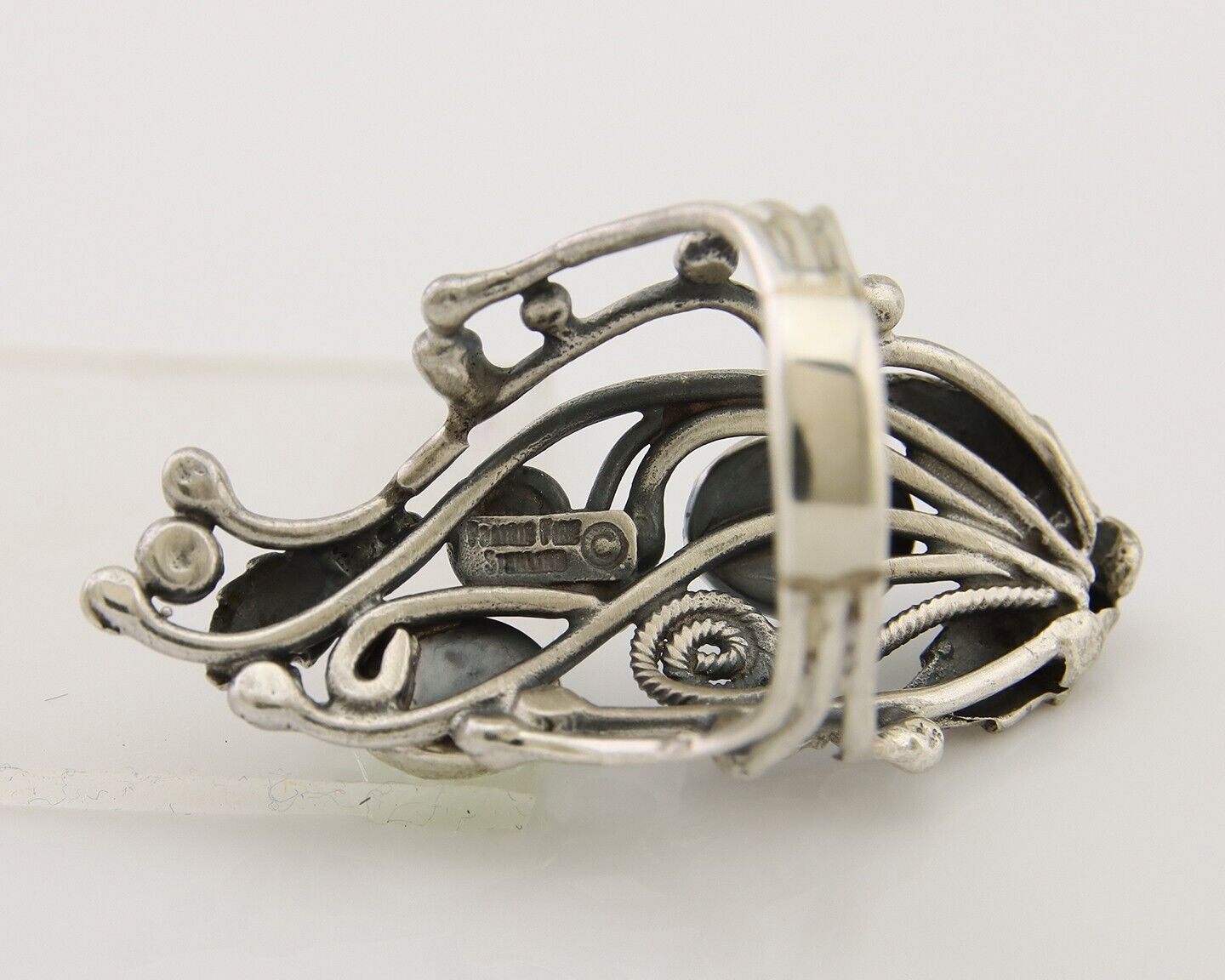 Navajo Ring 925 Silver Natural Denim Lapis Artist Signed Prairie Fire C.80's