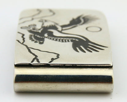 Navajo Eagle Money Clip .925 Silver & .999 Nickle Native American Artist C.80's