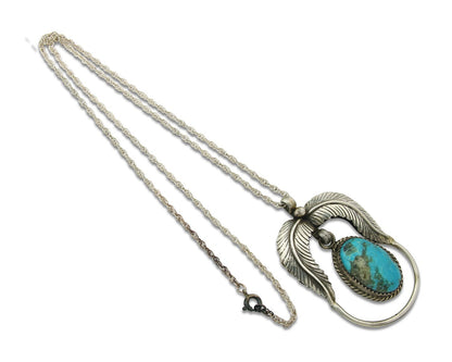 Navajo Sterling Silver Necklace Turquoise Authentic Vintage Signed