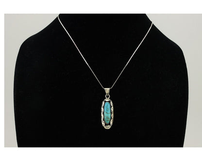 Navajo Necklace 925 Silver Kingman Turquoise Native American Artist C.80s