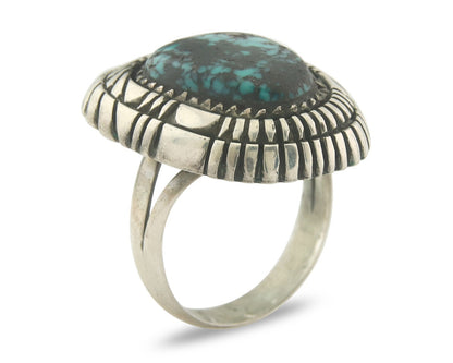 Vintage Navajo Ring 925 Sterling Authentic Traditional Turquoise Size 7.5