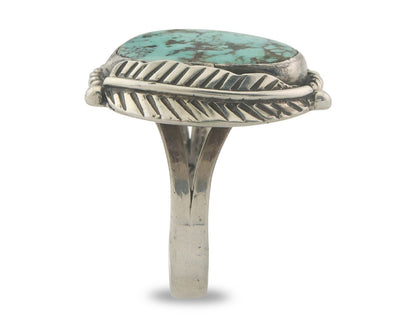 Vintage Navajo Ring 925 Sterling Authentic Traditional Turquoise Size 8.0