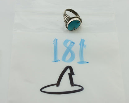 Navajo Handmade Ring 925 Silver Blue Turquoise Native American Artist C.80's