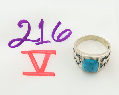 Men Vintage Nugget Ring 925 Sterling Turquoise Artist Signed SC Size 10