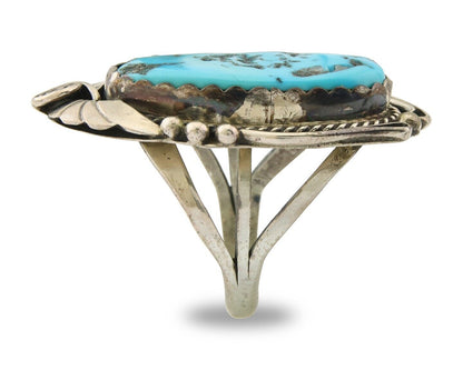 Navajo Ring 925 Sterling Turquoise Artist Justin Morris C.80's Size 7.5