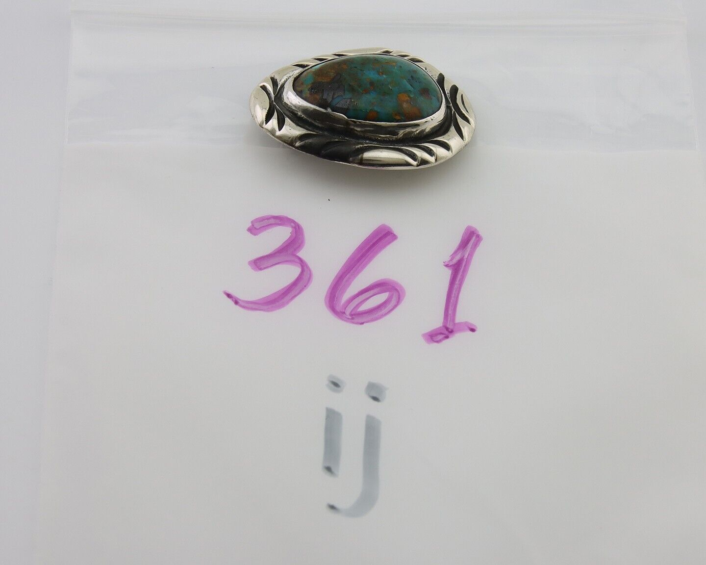 Navajo Pin 925 Silver Natural Mined Turquoise Artist Signed C Montoya C.80's