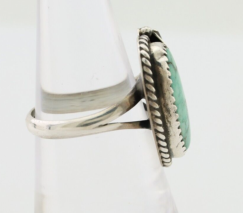 Navajo Handmade Ring 925 Silver Natural Turquoise Artist Signed IJC C.80's