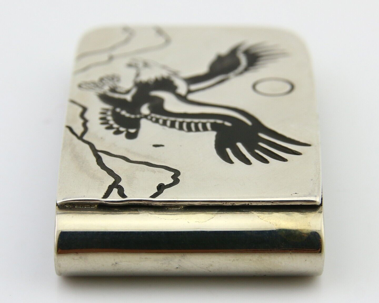 Navajo Eagle Money Clip .925 Silver & .999 Nickle Native American Artist C.80's