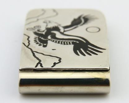 Navajo Eagle Money Clip .925 Silver & .999 Nickle Native American Artist C.80's