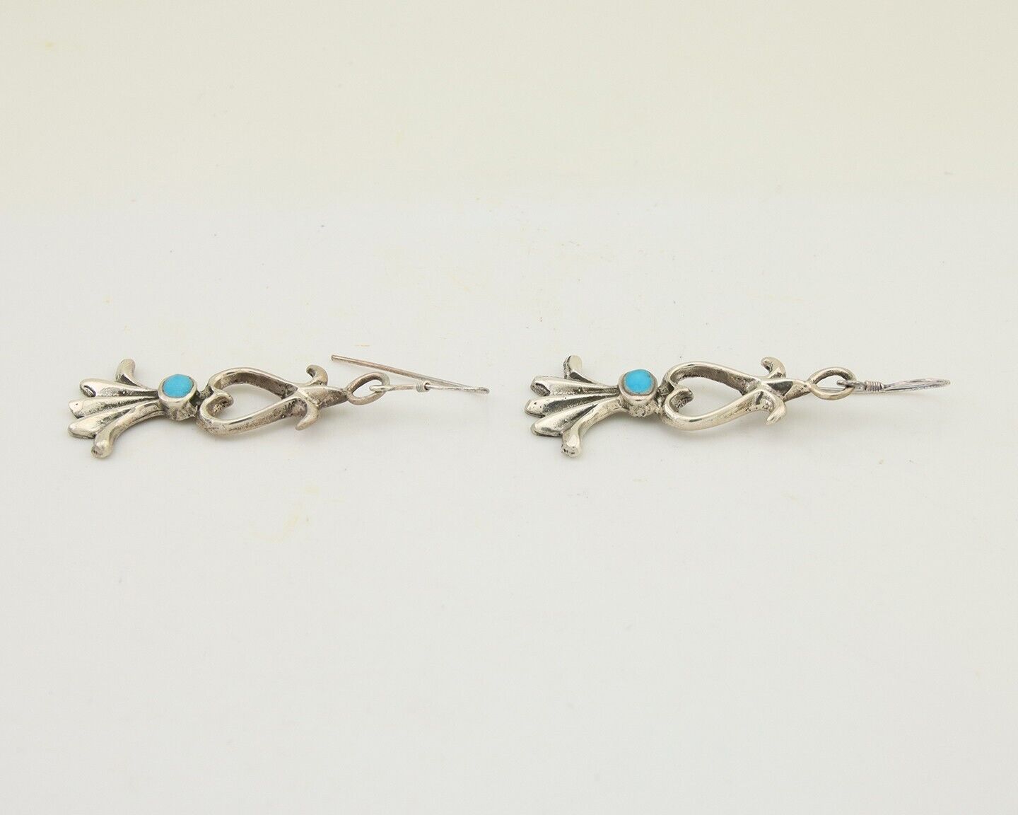 Navajo Dangle Earrings 925 Silver Blue Turquoise Native American Artist C.80's