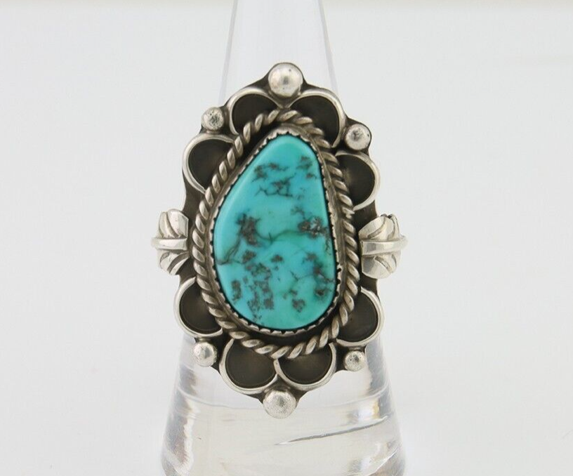 Navajo Ring 925 Silver Natural Blue Turquoise Native American Artist C.80's