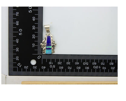 Navajo Pendant 925 Silver Natural Gemstone Handmade Native American Artist C80s