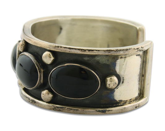 Vintage Navajo Bracelet 925 Silver Onyx Traditional Handmade Native American