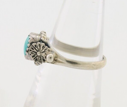 Navajo Ring 925 Silver Kingman Turquoise Native American Artist Made In 1985