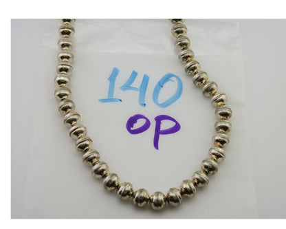 Navajo Bead Necklace 925 Silver Turquoise Native American Artist C.80's