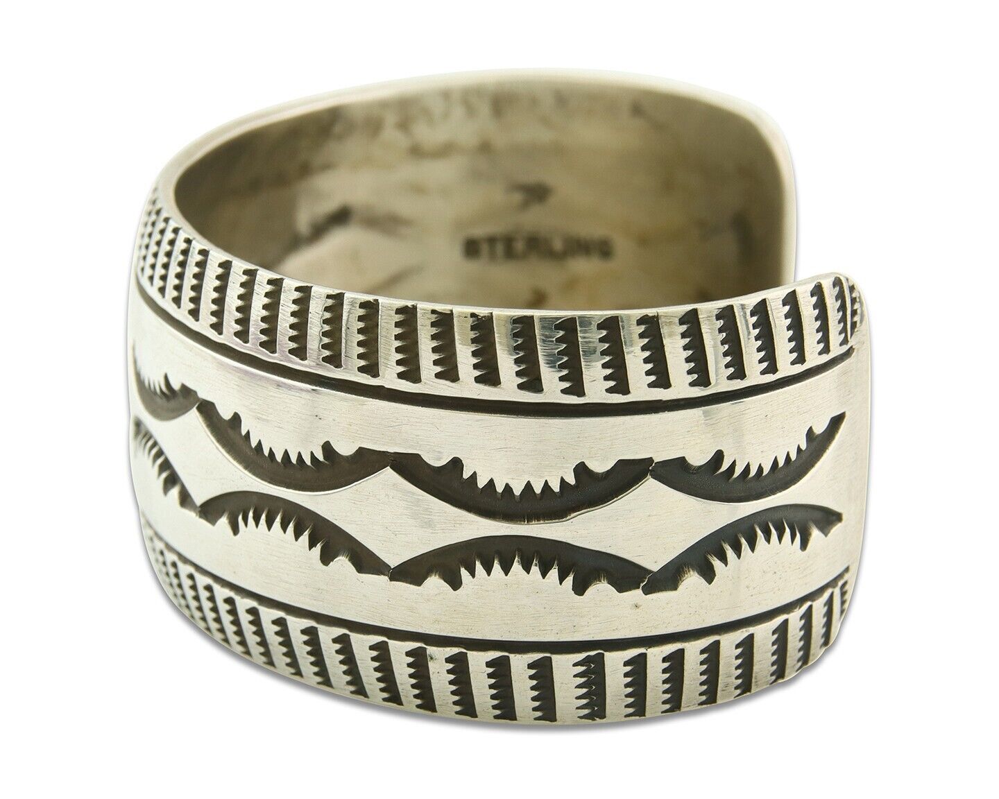 Navajo Bracelet 925 Silver Handmade Cuff 30mm Wide Artist Signed Emerson C.80's