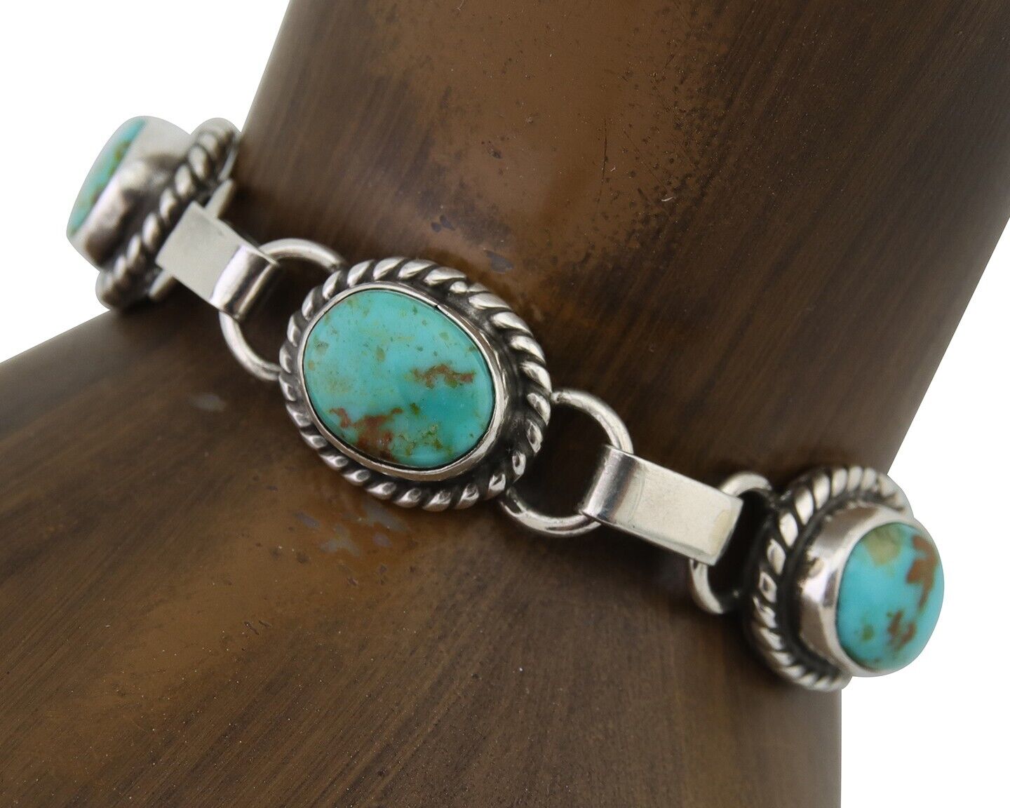 Navajo Bracelet 925 Silver Natural Turquoise Native American Artist C.80's