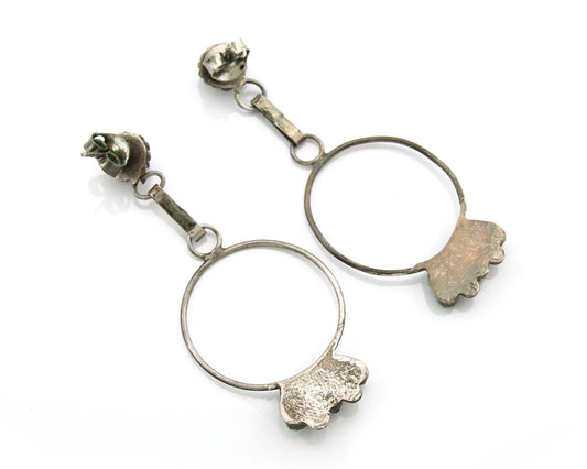 Navajo Dangle Earrings Sterling Silver Natural Turquoise Native American Artist