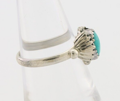 Navajo Ring 925 Silver Kingman Turquoise Native American Artist Made In 1985