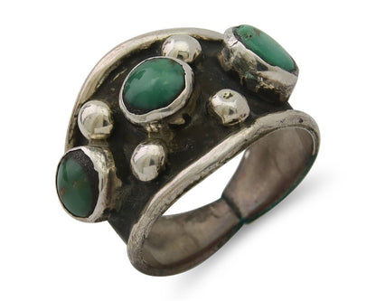 Navajo Handmade Ring 925 Silver Natural Turquoise Native Artist C.80's