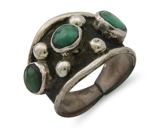 Navajo Handmade Ring 925 Silver Natural Turquoise Native Artist C.80's