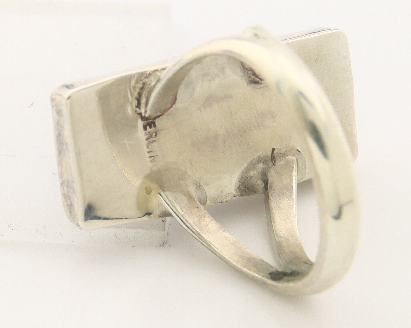 Navajo Ring 925 Sterling Lapis Handmade Native Artist C.80's Size 7.0