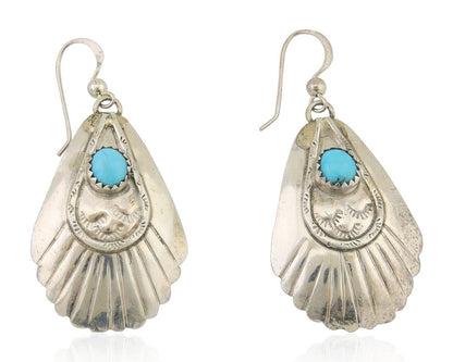 Navajo Earrings 925 Silver Turquoise Artist Signed Dean Brown C.80's