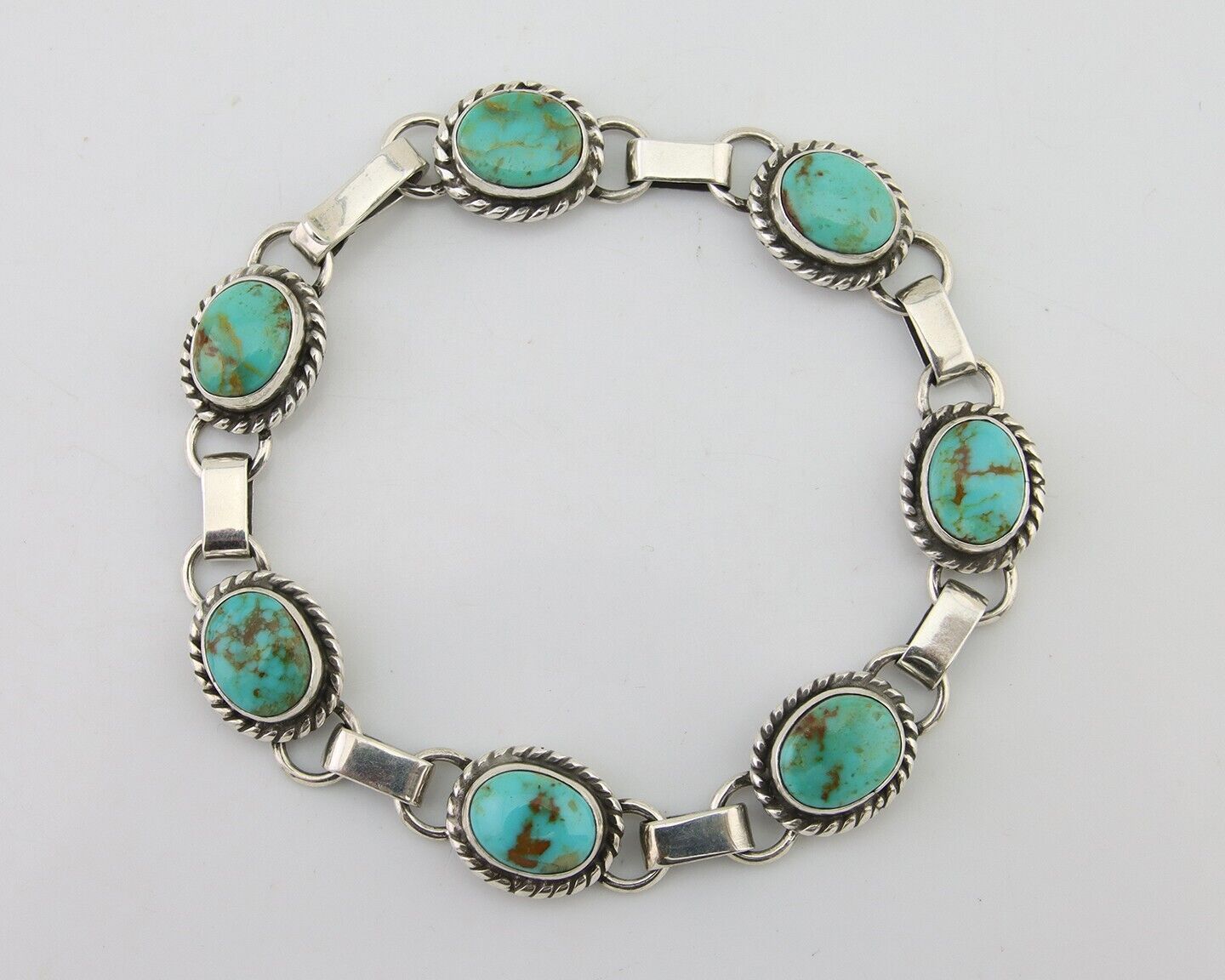 Navajo Bracelet 925 Silver Natural Turquoise Native American Artist C.80's