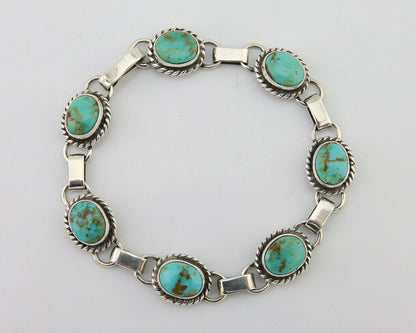 Navajo Bracelet 925 Silver Natural Turquoise Native American Artist C.80's