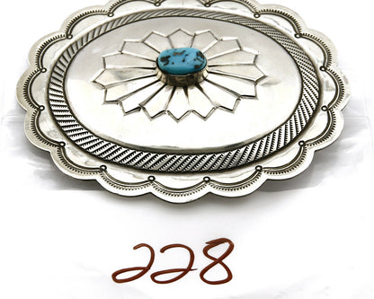 Navajo Belt Buckle .925 Silver Turquoise Handmade Work of Art