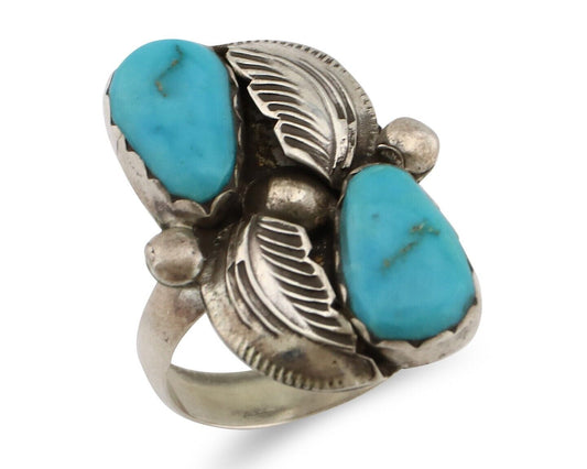 Zuni Ring 925 Silver Natural Blue Turquoise Signed Simplicio C.80's