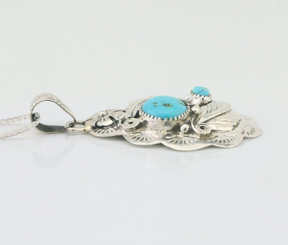Navajo Necklace 925 Silver Turquoise Native Artist Signed Wilbert Benally C.80s