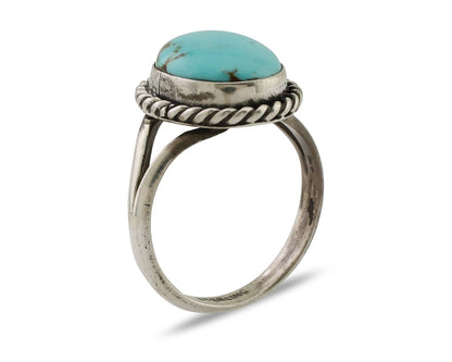 Navajo Ring 925 Silver Natural Blue Turquoise Native American Artist C.80's