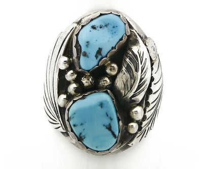 Navajo Ring .925 Silver Handmade Sleeping Beauty Turquoise Native American C.80s