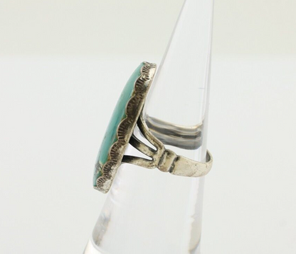 Navajo Ring 925 Silver Natural Turquoise Signed C STAR Size 6.25 C.80's