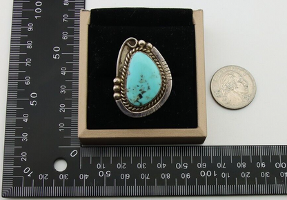 Navajo Ring 925 Sterling Silver Turquoise Signed MN C.80's