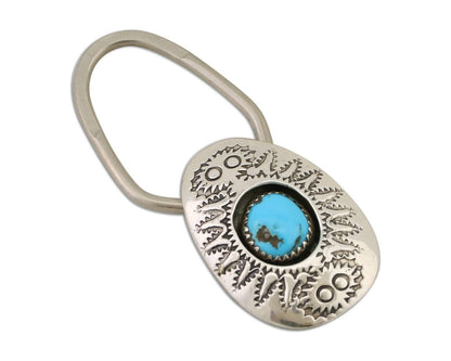 Navajo Key Chain .925 Silver Hand Stamped Native Artist C.80s