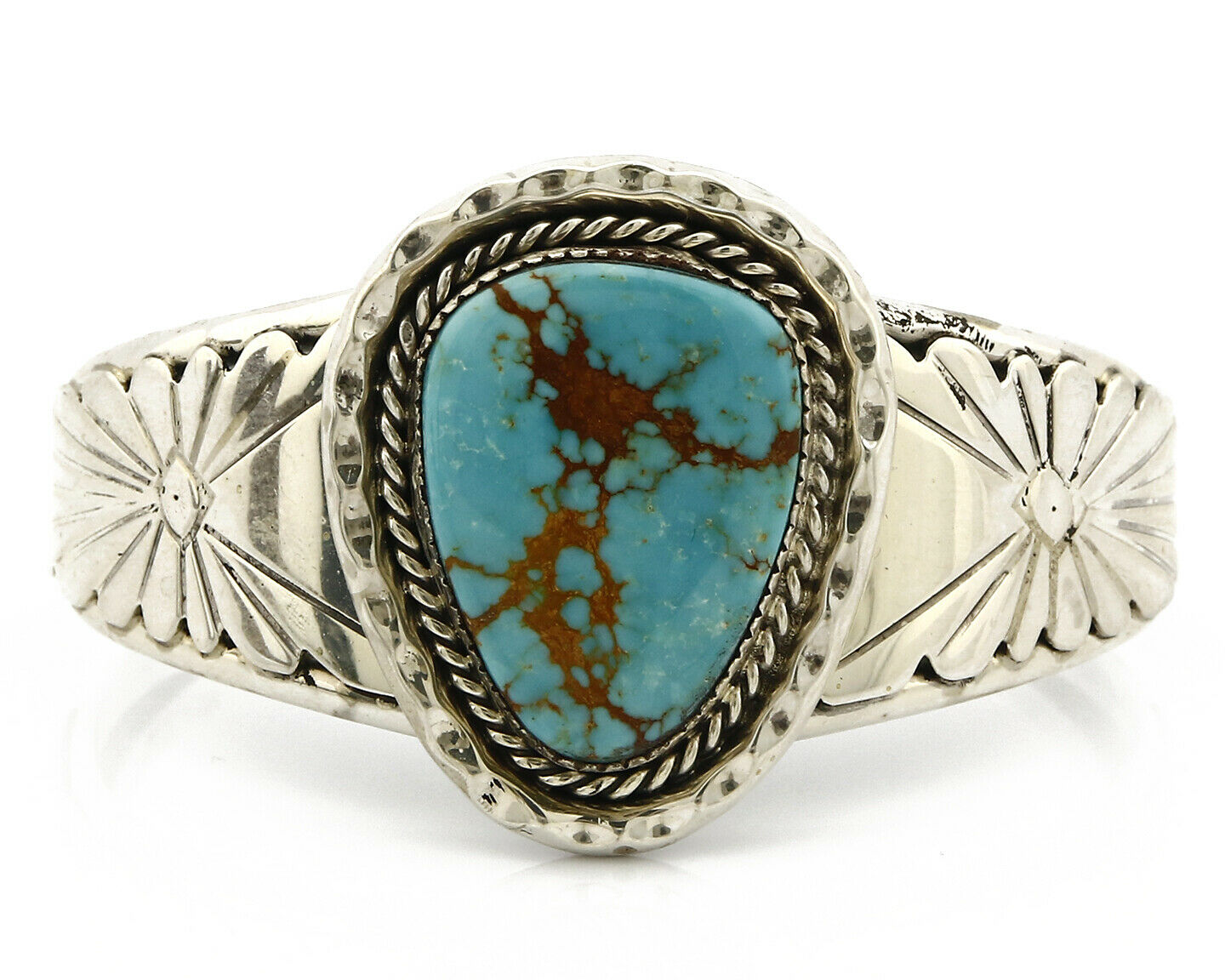 Navajo Bracelet .925 Silver Natural Mined Turquoise Signed DZ C.80's