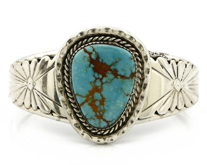 Navajo Bracelet .925 Silver Natural Mined Turquoise Signed DZ C.80's