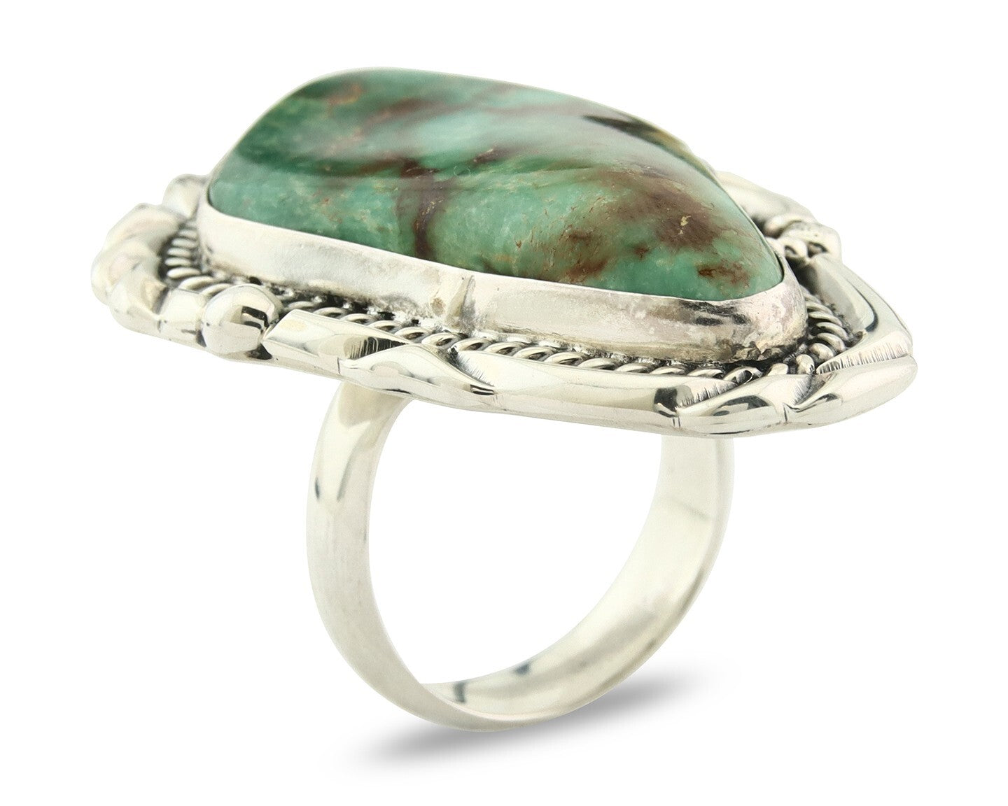 Vintage Navajo Ring 925 Sterling Silver Turquoise Signed David Zachary Size 10