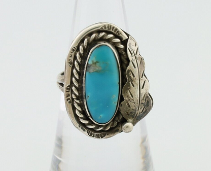 Navajo Handmade Ring 925 Silver Natural Turquoise Signed Jason Livingston C.80's