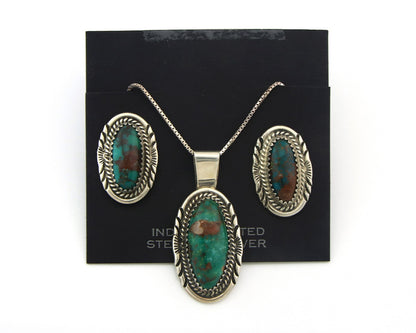 Navajo Necklace Earrings Set Sterling Silver Turquoise Vintage Signed M Begay
