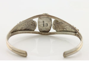 Navajo Handmade Bracelet 925 Silver Natural Blue Turquoise Artist Signed E C.80s