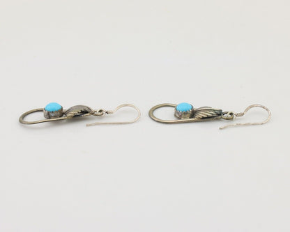 Navajo Dangle Earrings 925 Silver Sleeping B Turquoise Native Artist C.80's